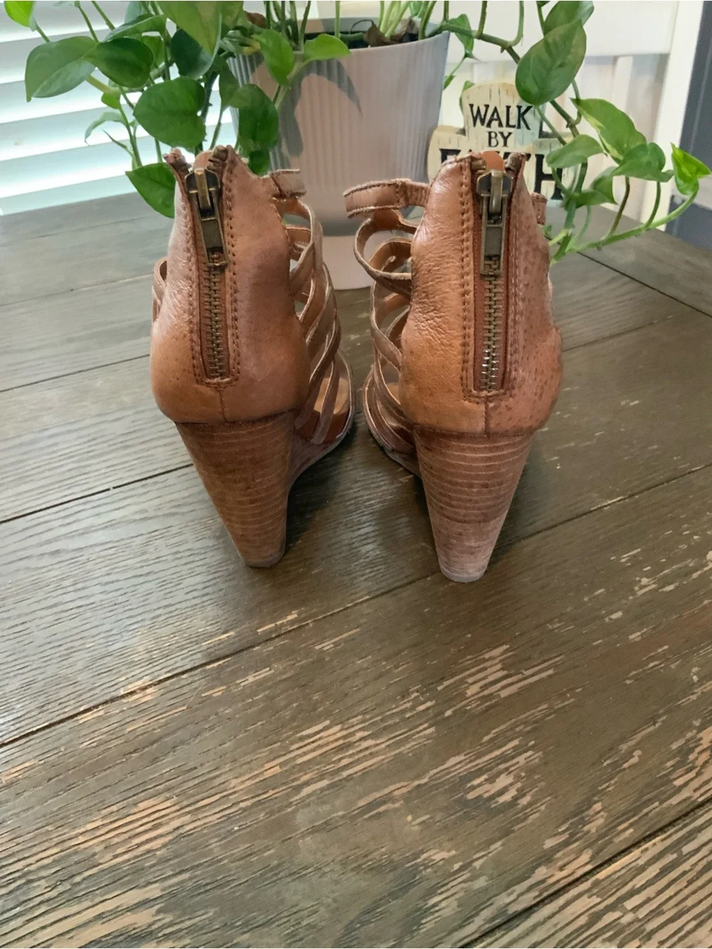 Steve Madden Brown Leather Strappy Wedges 6.5